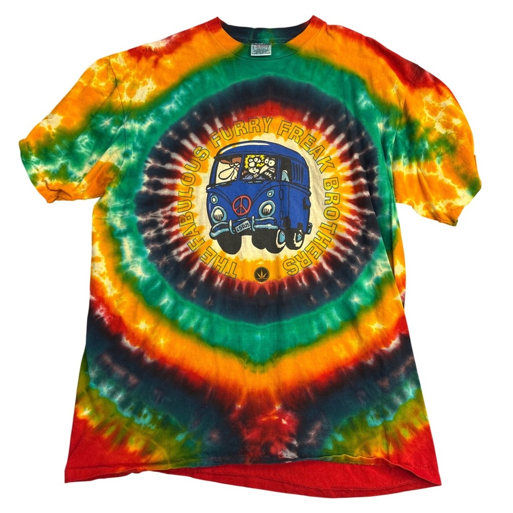Vintage Fabulous Furry Freak Brothers Tie Dye Shirt Oneita Power-T XL USA Made